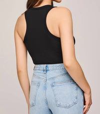 Gentle Fawn Bowen Ribbed Tank Top in black - women's tank top - detail view