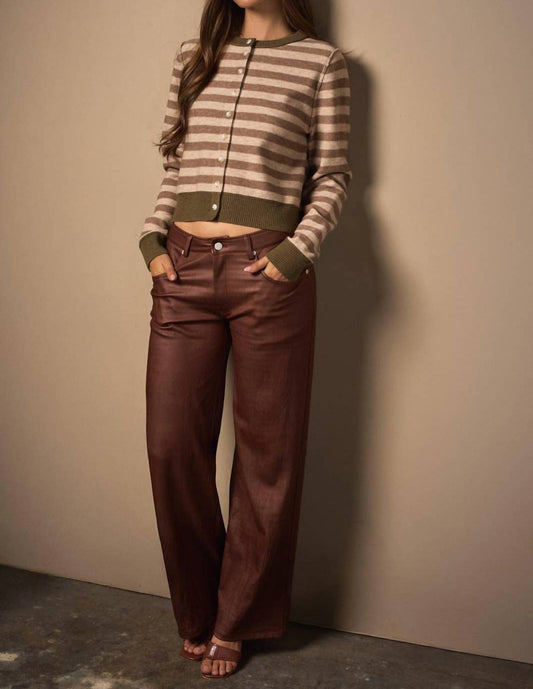 Le Lis - Low Waist Crinkle Detail Faux Leather Pants