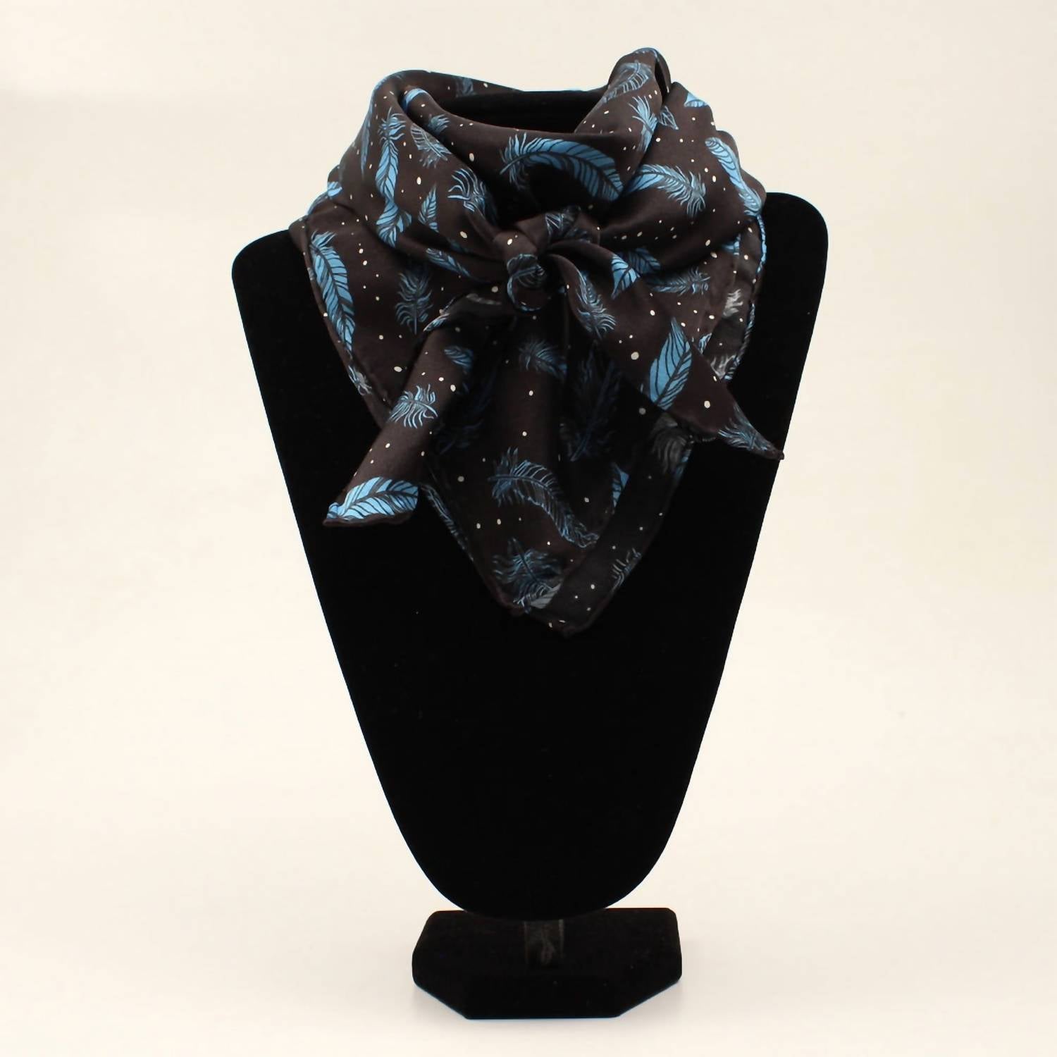 M&F Western Women's Feather Print Silk Rag in navy blue - women's scarf