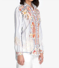 Johnny Was Tikal Oversized Shirt in white - women's shirt - alternate view
