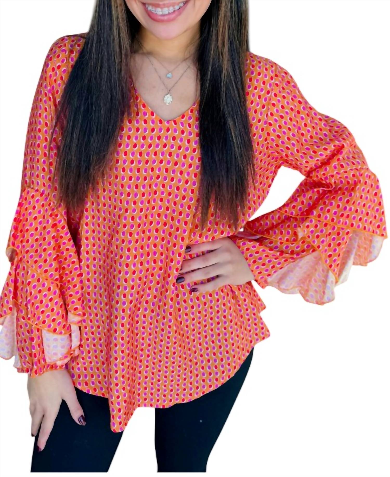 Ivy Jane - Copper Dot And Flounce Top