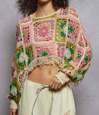 Pol - Jocelyn Crochet Shrug Fringe Crop Top