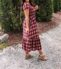 Blu Pepper - Smocked Plaid Midi Dress