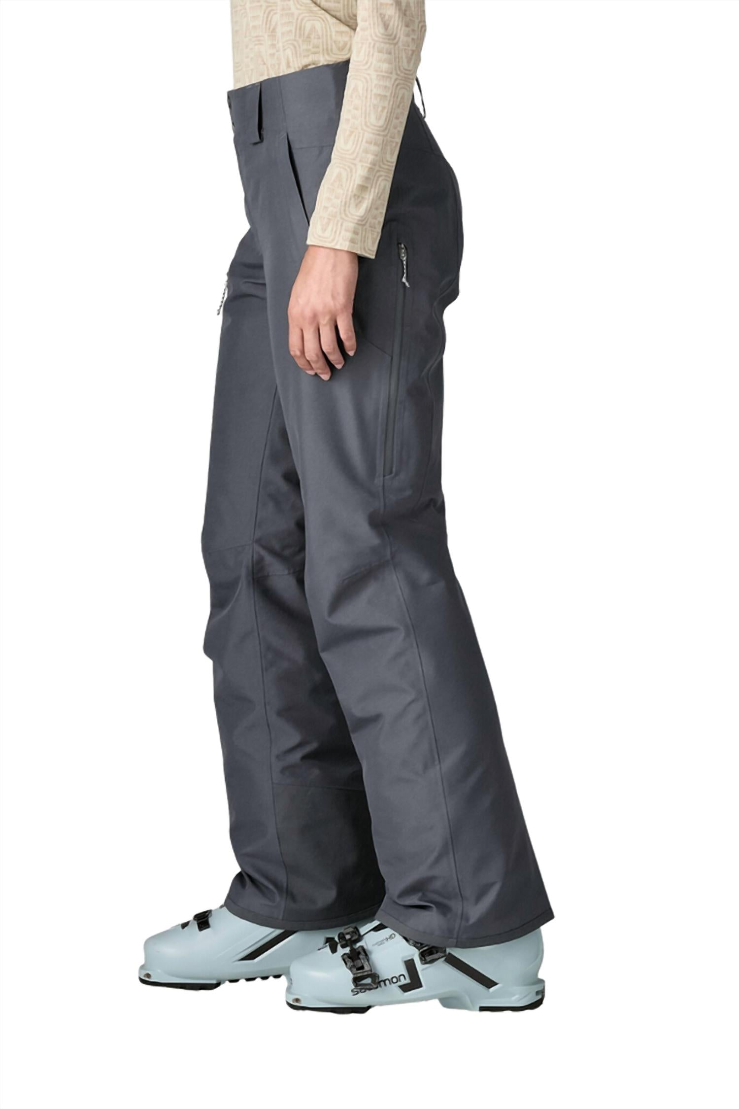 Patagonia Insulated Powder Town Pants in smolder blue - women's pants - detail view