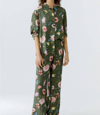 Oui Garden Floral Blouse in khaki red - women's blouse - alternate view