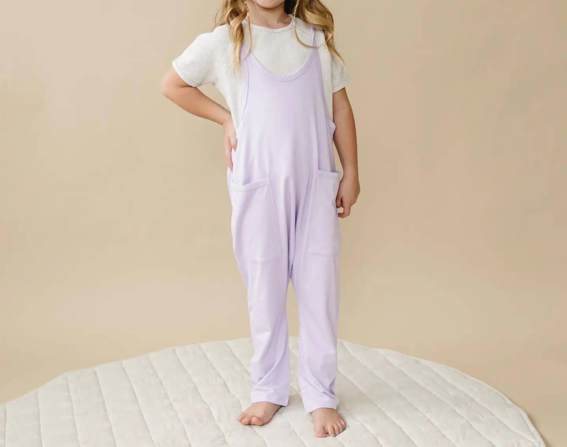 Little Joy Co. Bamboo Tank Romper in purple - kids' item