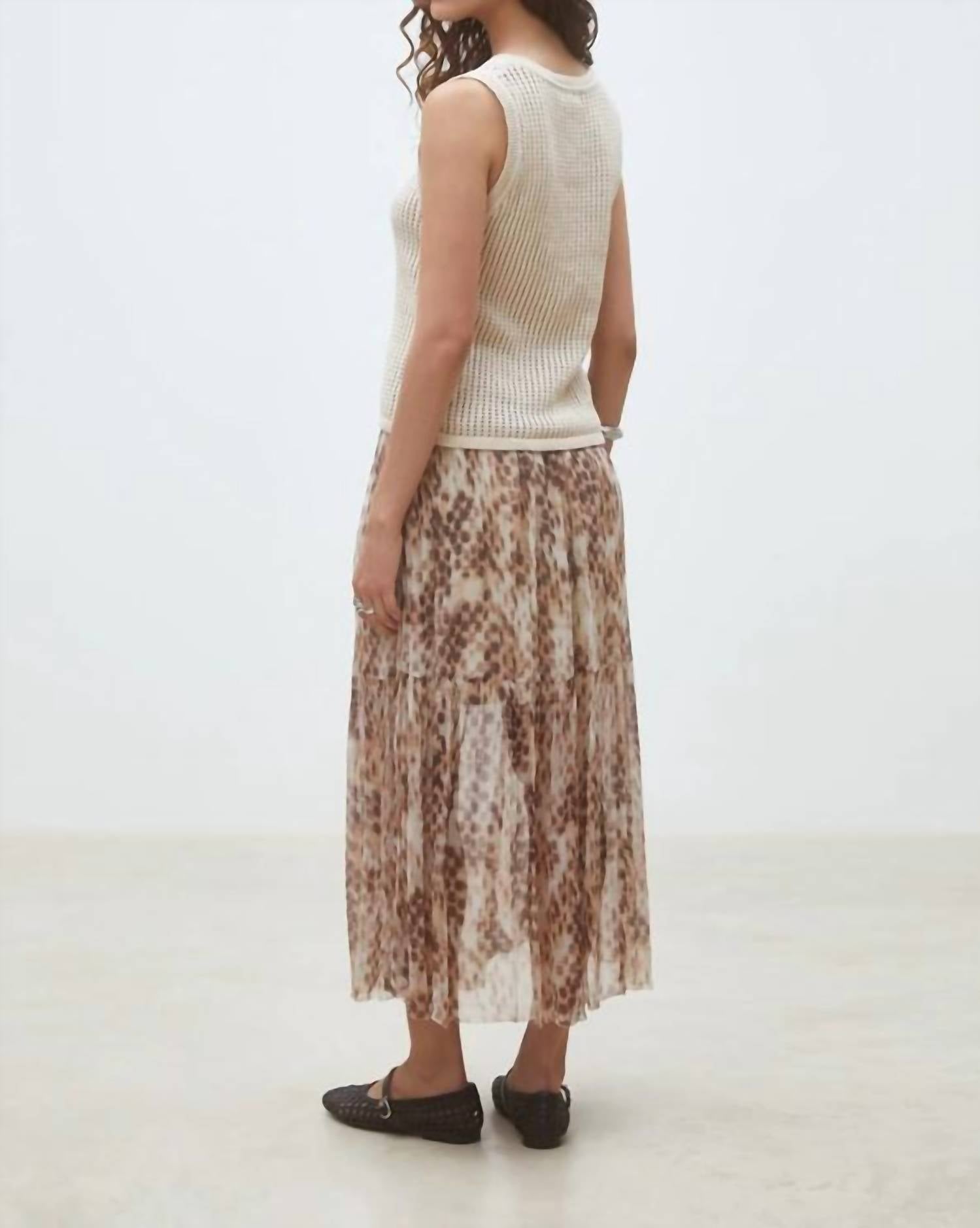 Suncoo - Fauve Long Leopard Print Skirt