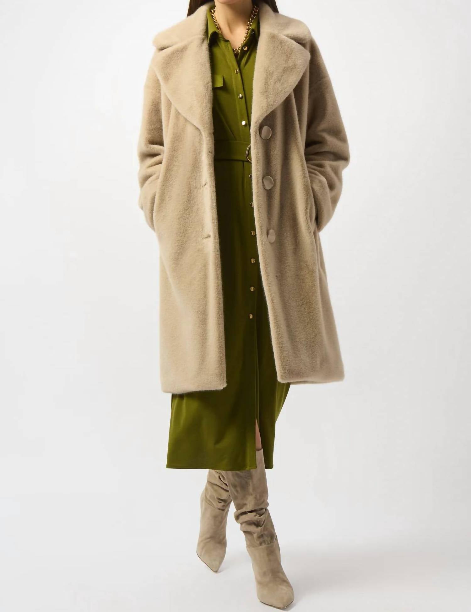 Joseph Ribkoff - Faux Fur Straight Coat