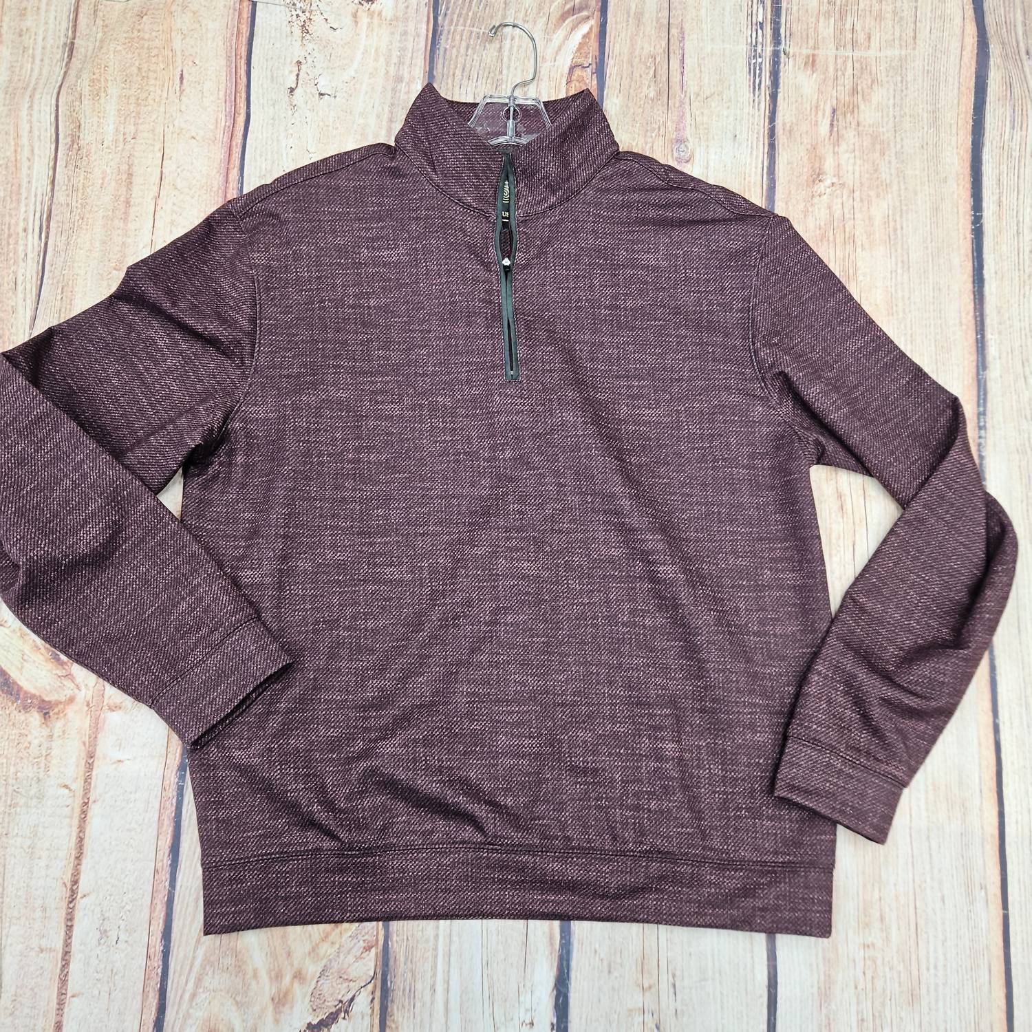 F/X Fusion Men's Printed Textured Top in bordeaux - women's long sleeve top
