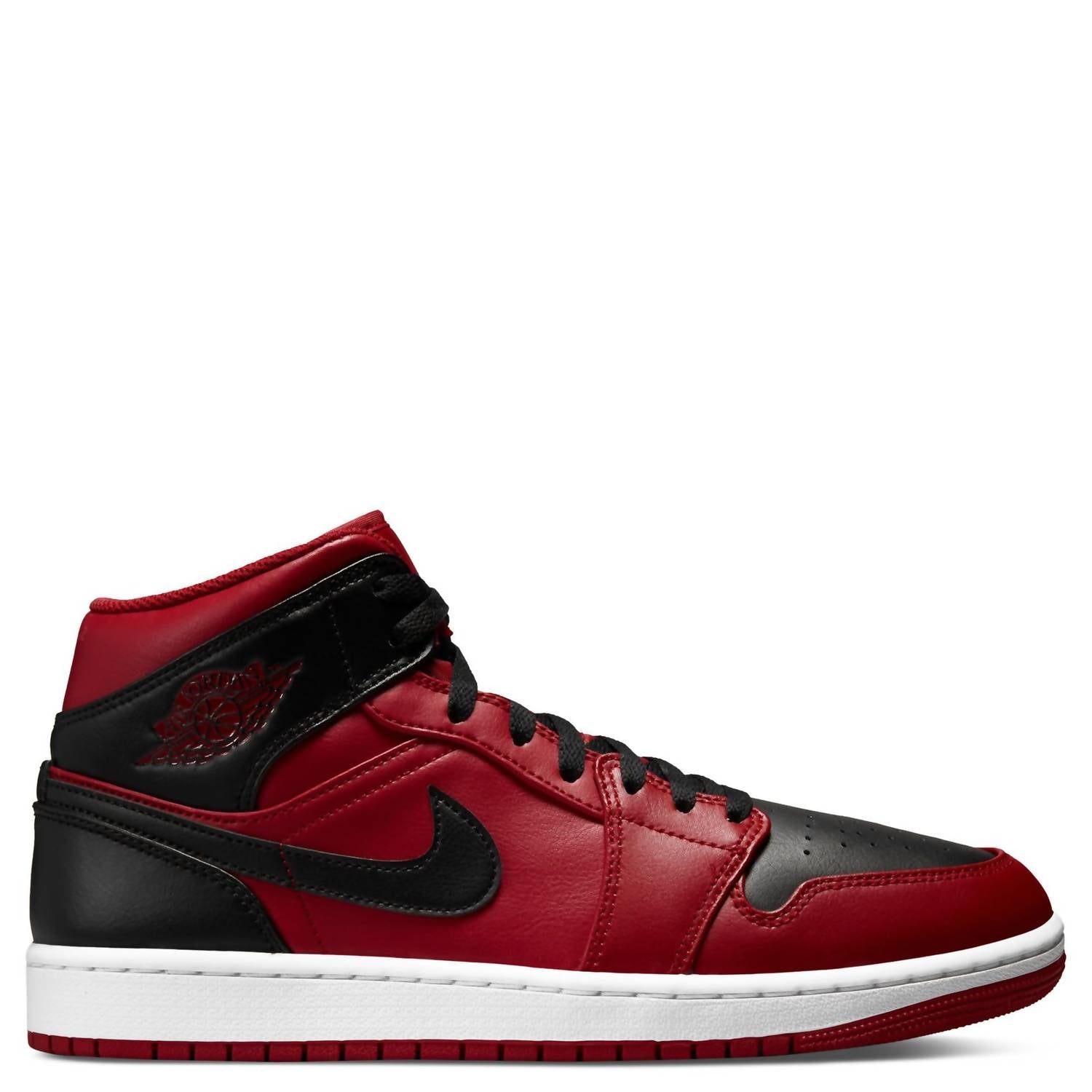 Air Jordan Men's 1 Mid Shoes in red black - men's sneaker - detail view