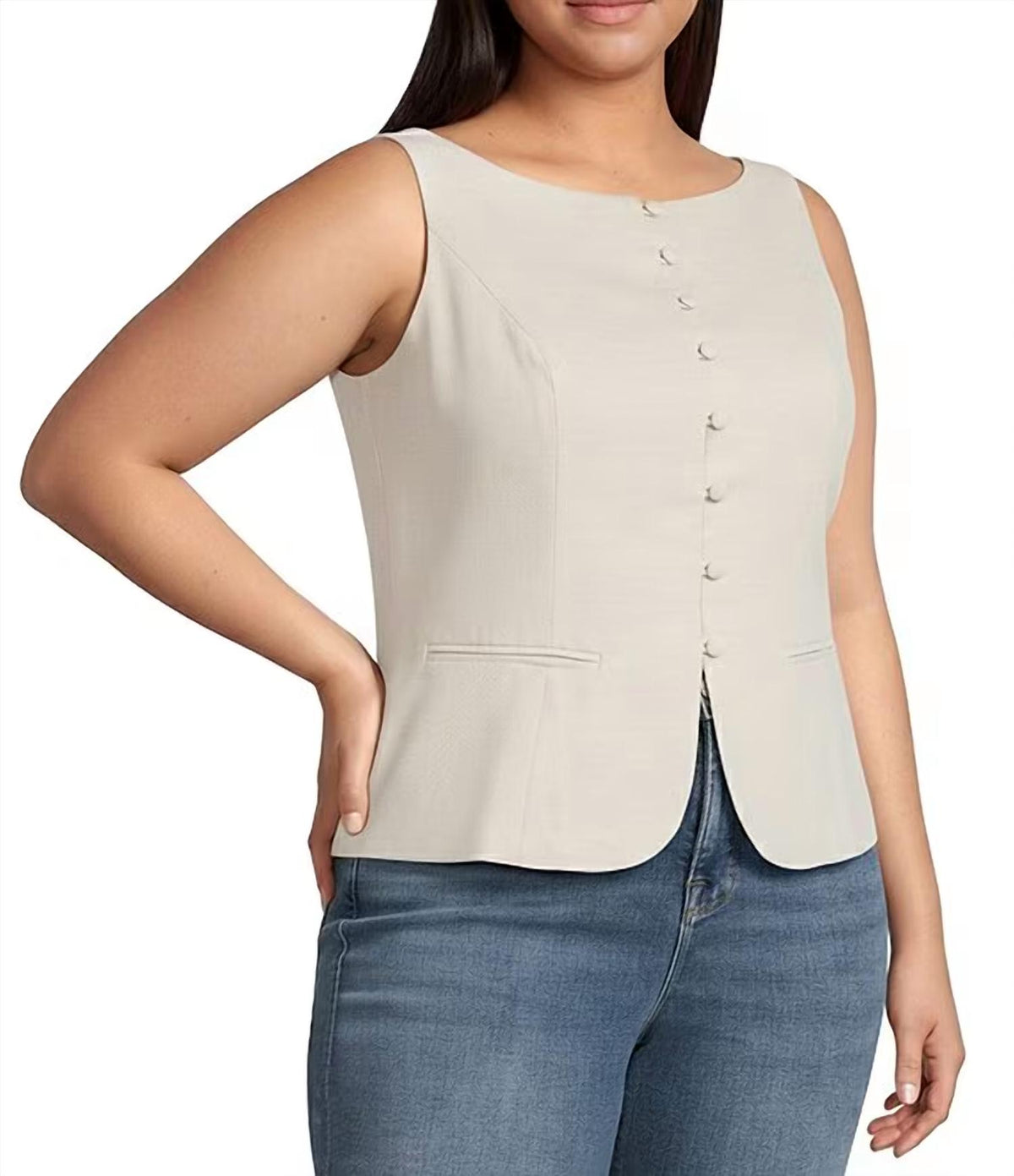 Lucy Paris - Round Neck Sleeveless Vest Top