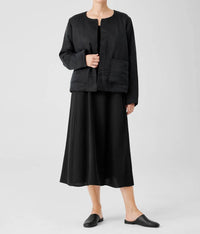 Eileen Fisher - Round Neck Padded Silk-lined Jacket