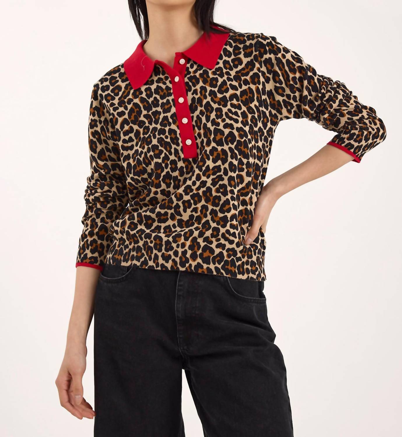 Wispr - Pop Collar Leopard Polo