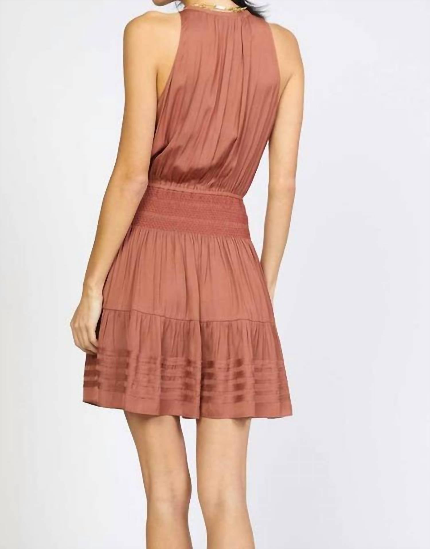 Current Air - Halter Neck Smocked Waist Mini Dress