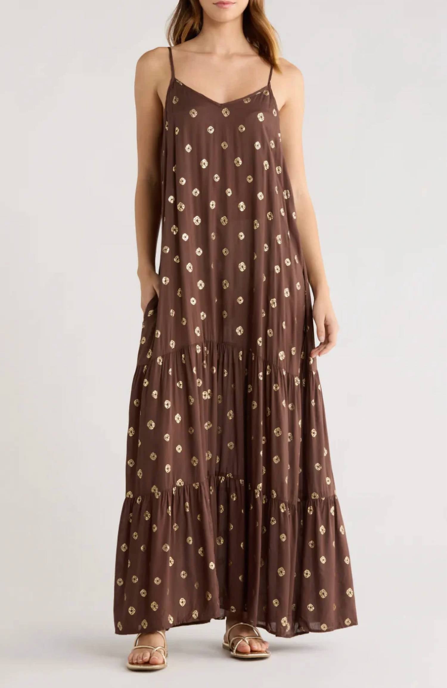 Elan - Tulum Tiered Spaghetti Strap Maxi Dress