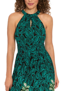 London Times - Keyhole Cutout Side Split Maxi Dress