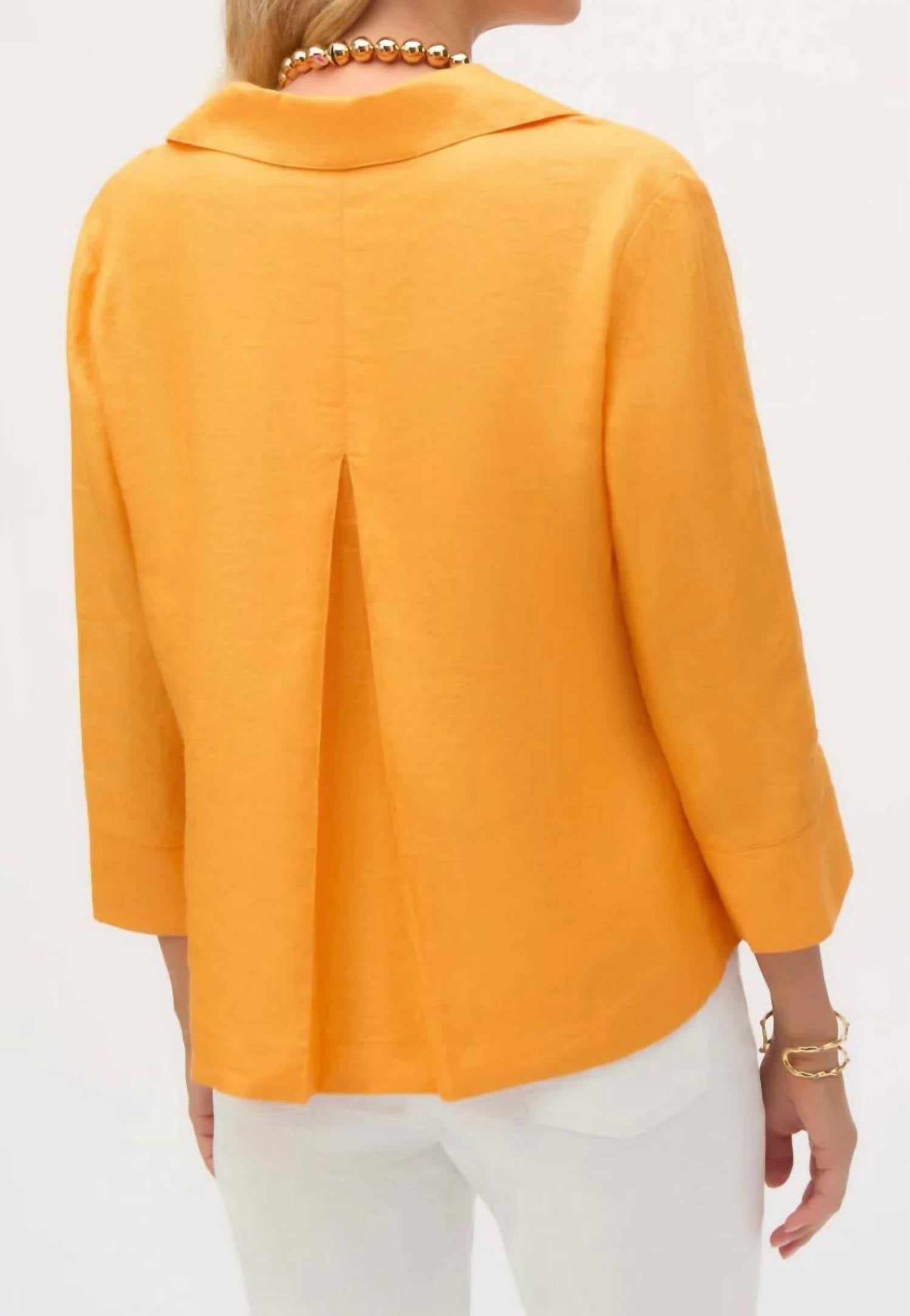 Joseph Ribkoff - Palm Springs Linen Boxy Top With Shirt Collar