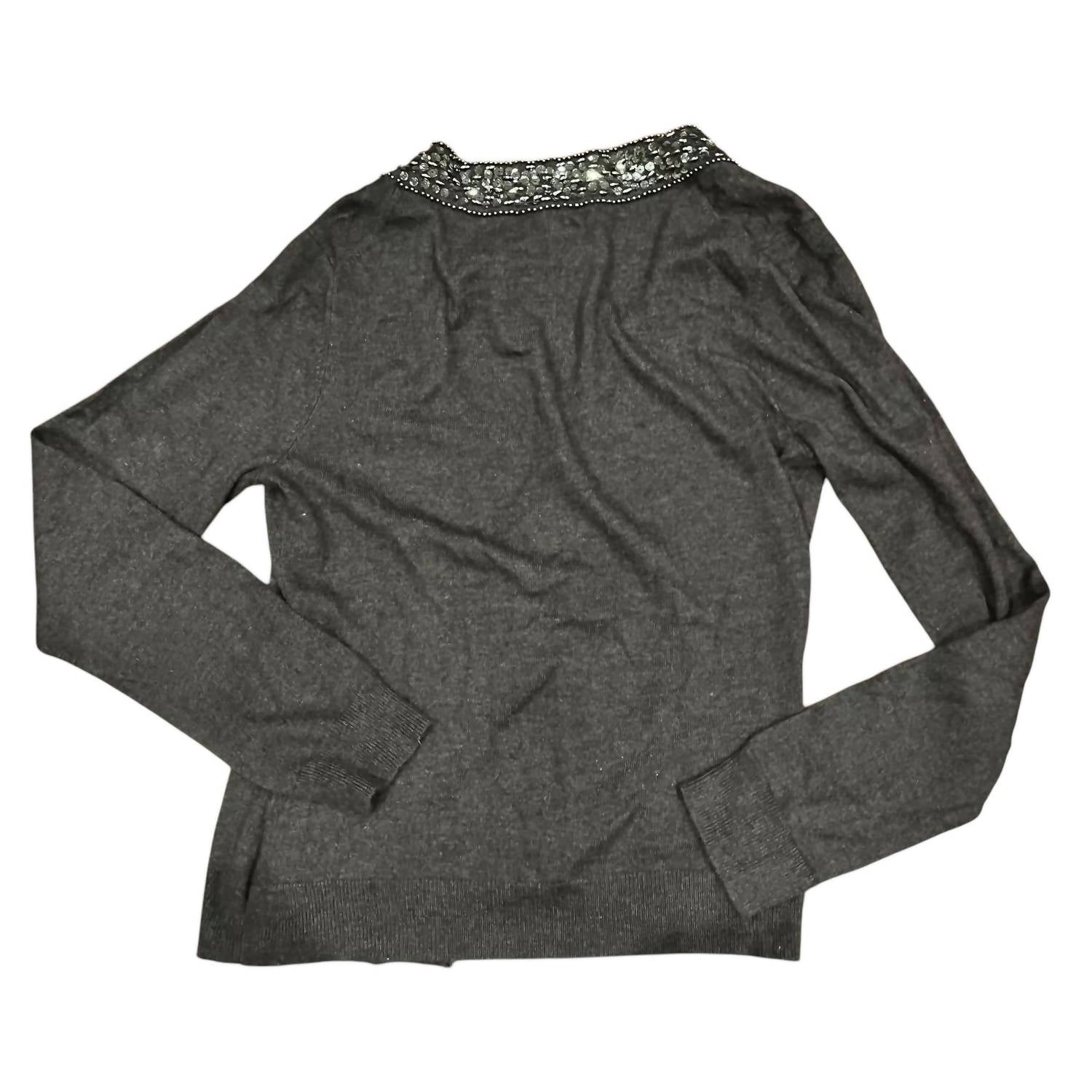 Janeville - Women's Beaded Trim Cashmere Cardigan