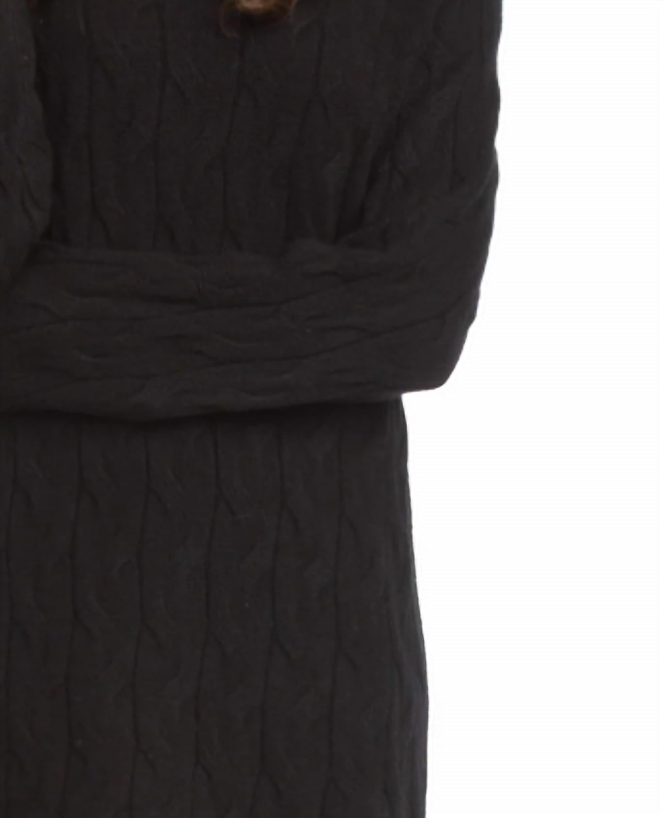Papillon - Cable Knit Cowl Neck Knit Sweater Dress