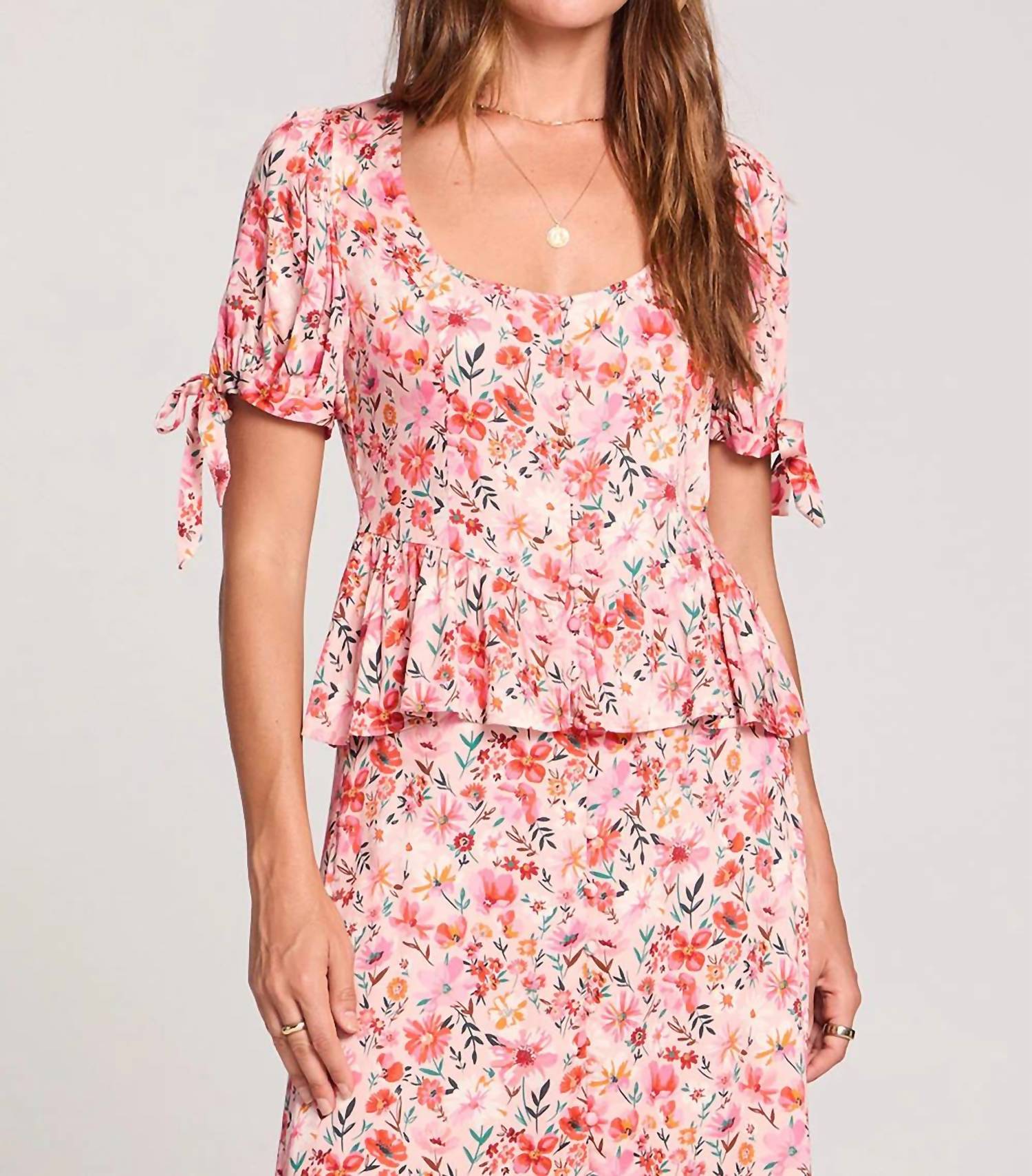 Saltwater Luxe - Floral Button Up Sweetheart Top