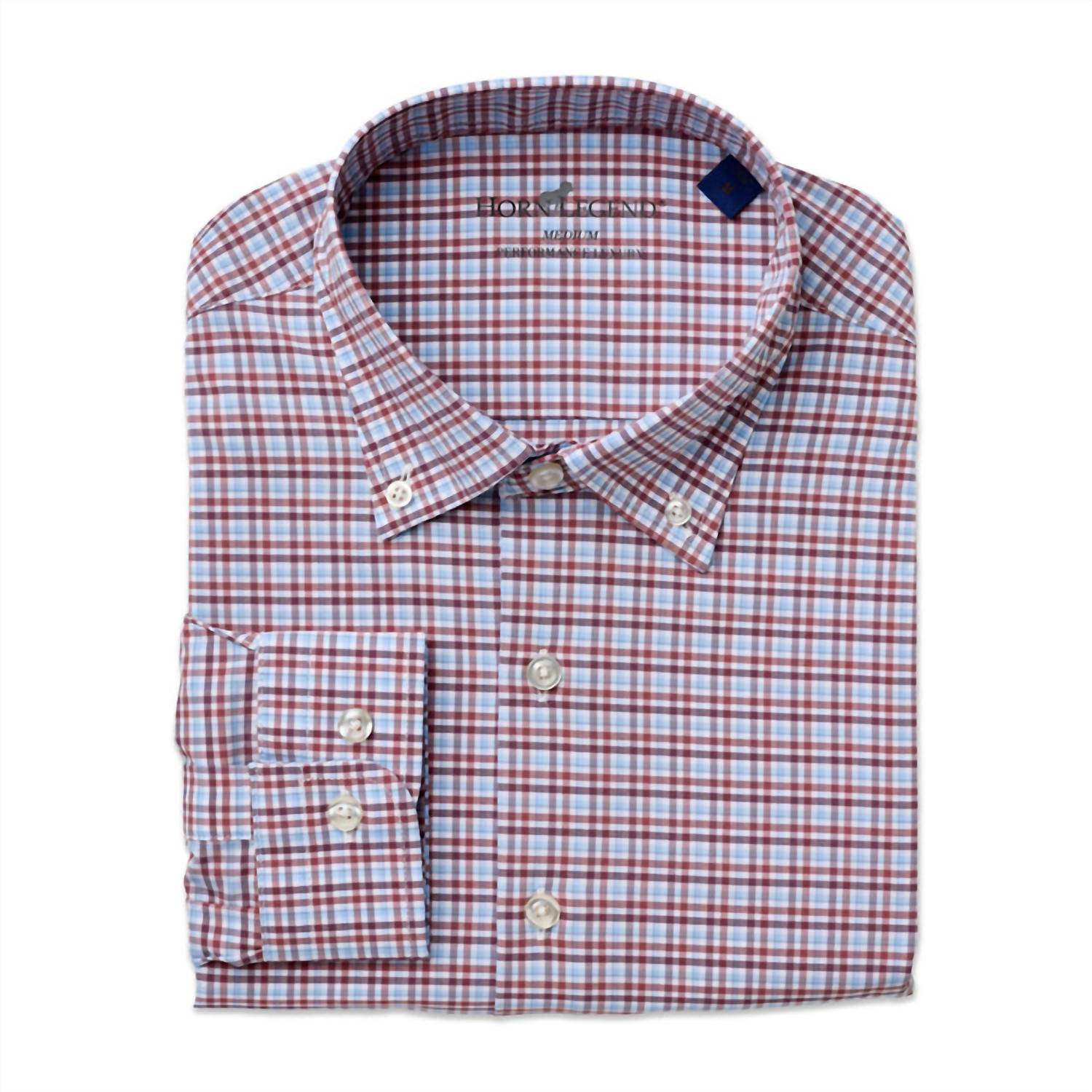 Horn Legend Men's Fourth Street Performance Woven Shirt in serenity wine - men's shirt - detail view