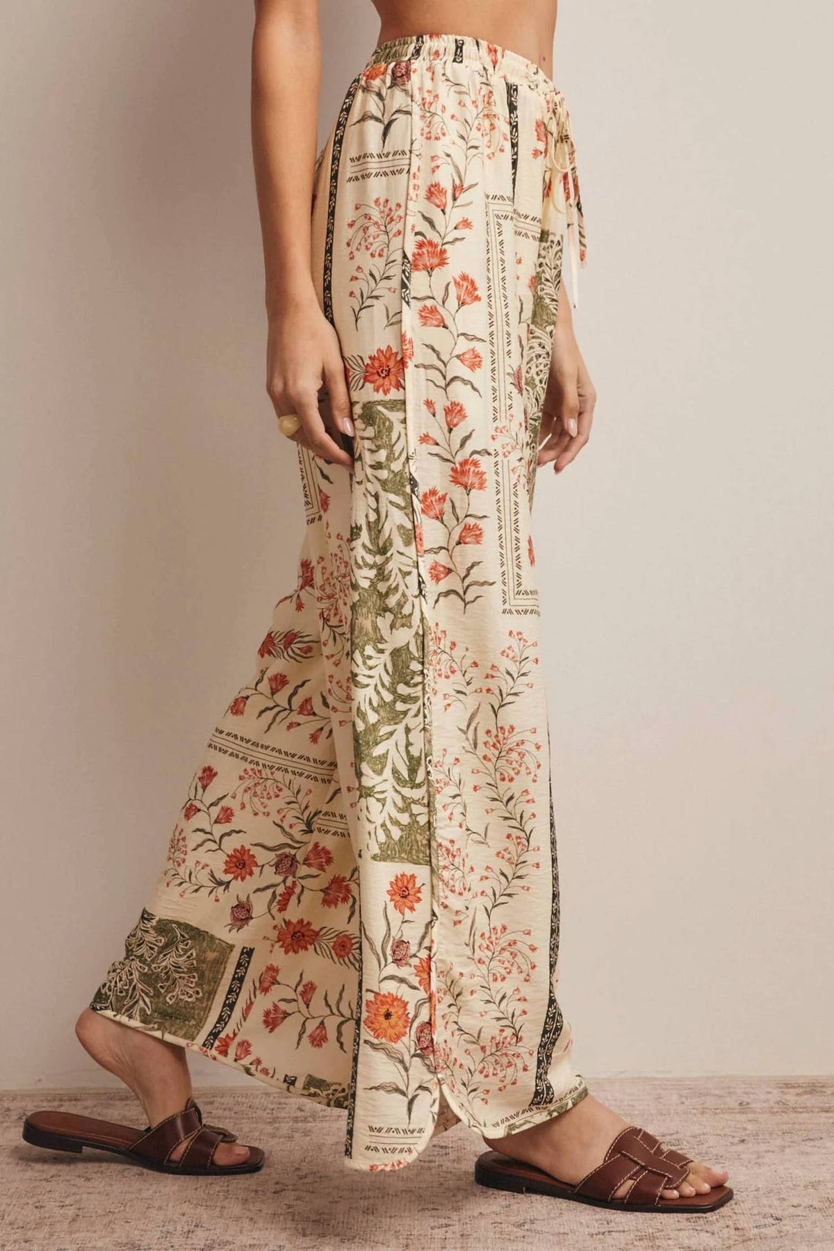 Forte - Patchwork Floral Wide-Leg Pants