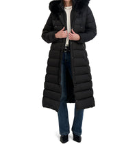 Tahari - Women's Phoebe Oversized Faux Fur Trim Maxi Coat