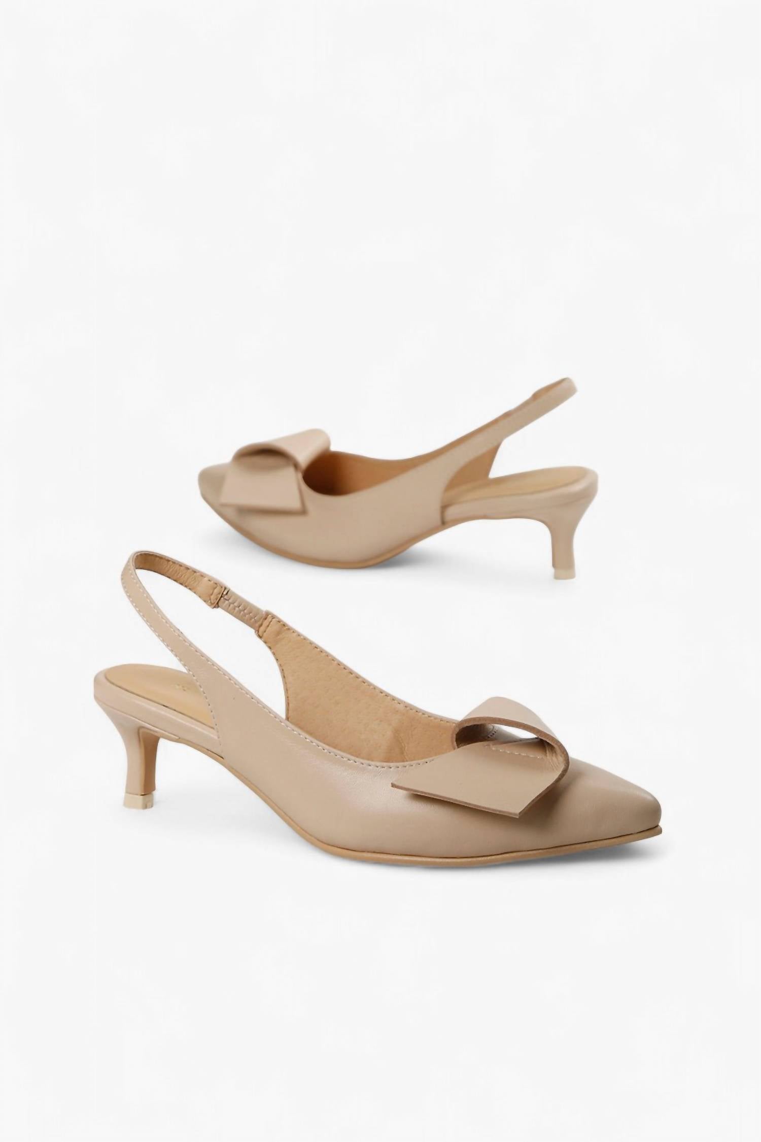 ALL BLACK Women's Flat Bow Kitten Heels in beige - women's heels - alternate view