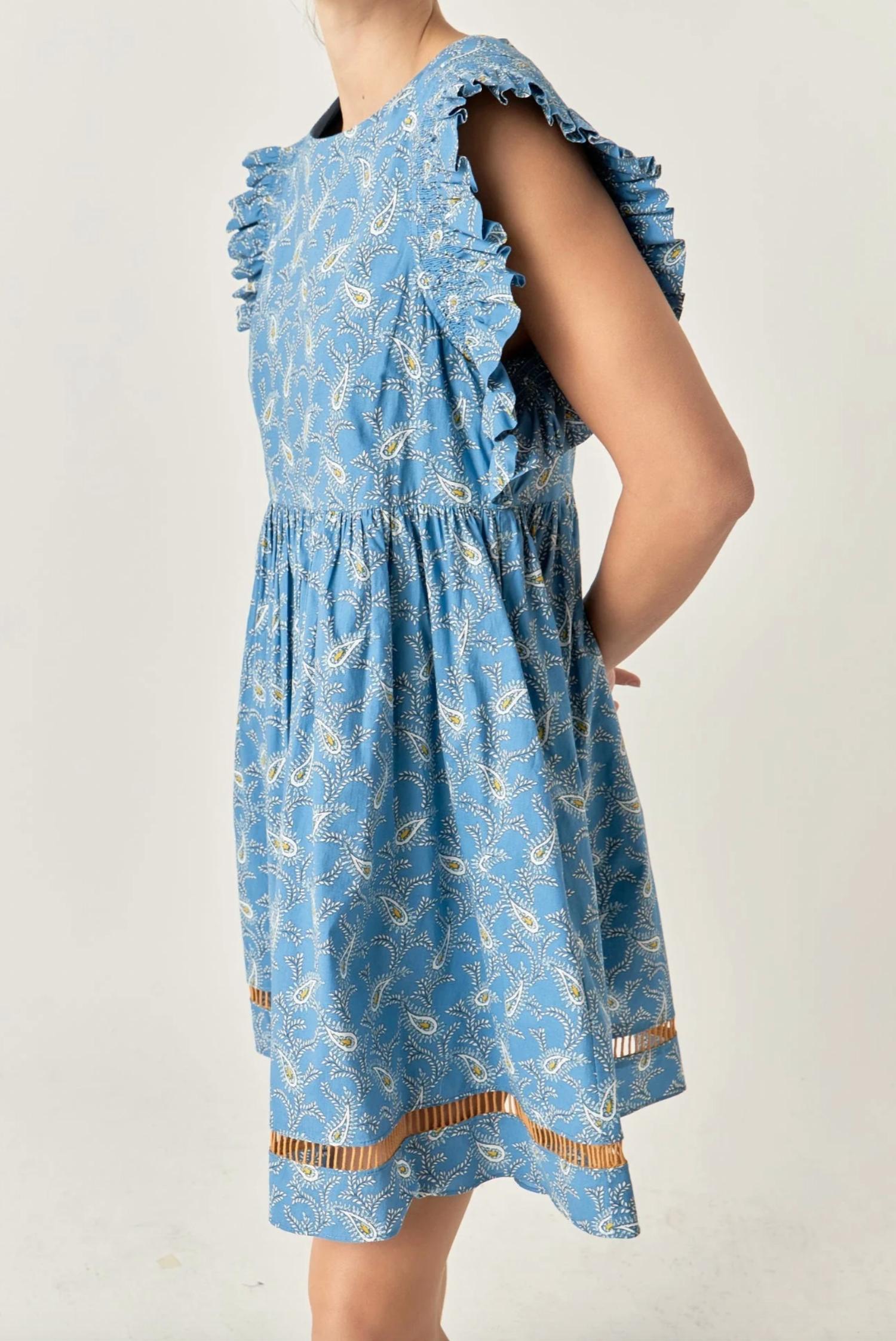 English Factory - Women's Paisley Print Ruffle Sleeve Mini Dress