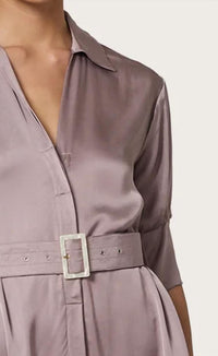 Lusana - Chrissy Belted Silk Dress