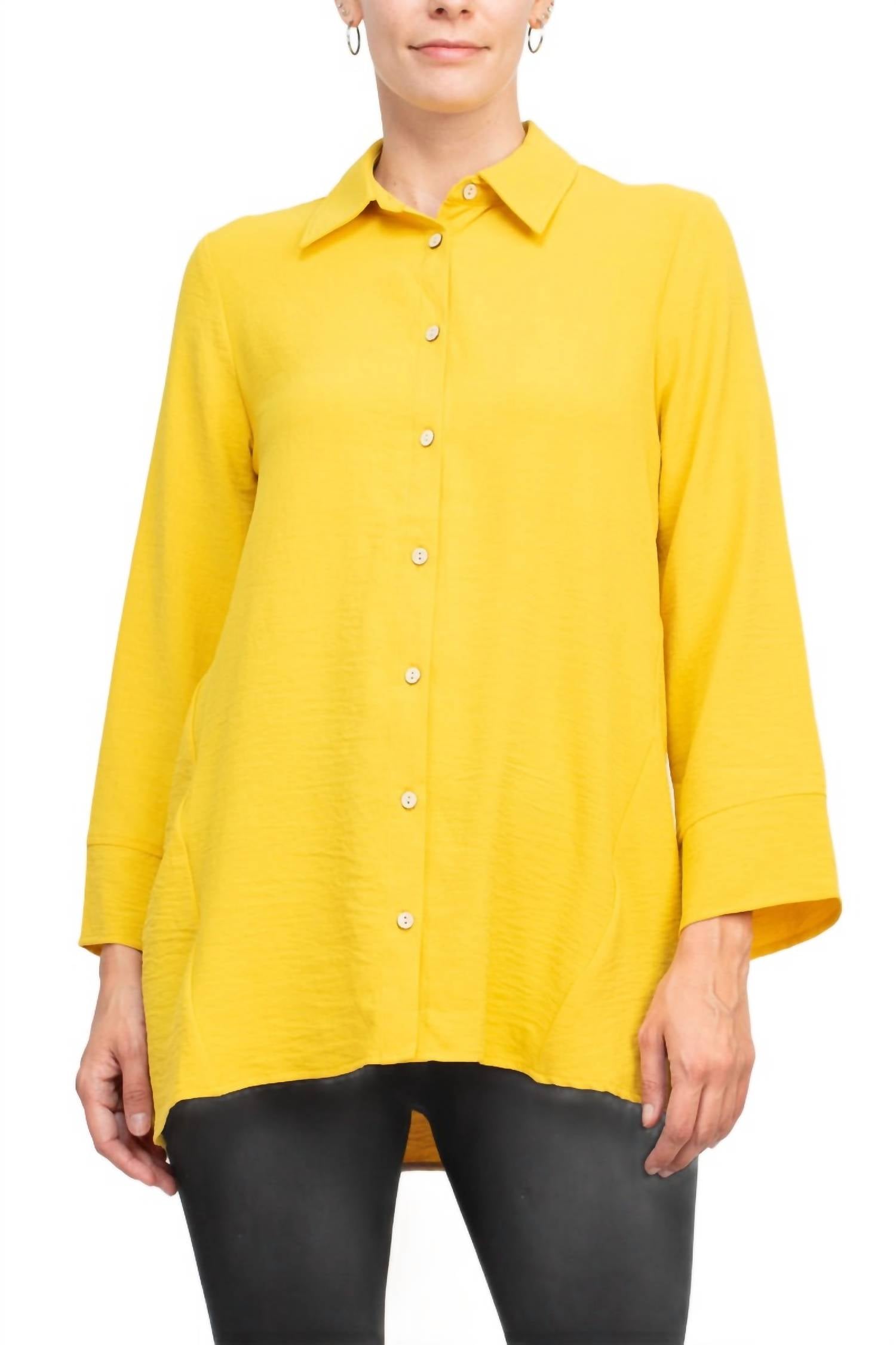 Counterparts - Women's Collared Sleeve Solid Button Down Shirt