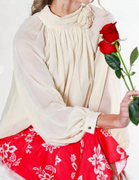 Vine & Love Coming up Roses Top in cream - women's blouse - detail view
