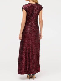 Johnny Was SHERI SEQUIN MIDI DRESS in merlot deep red - women's dress - view 5