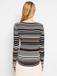 Nic + Zoe - Striped Ribed Sweater Tee