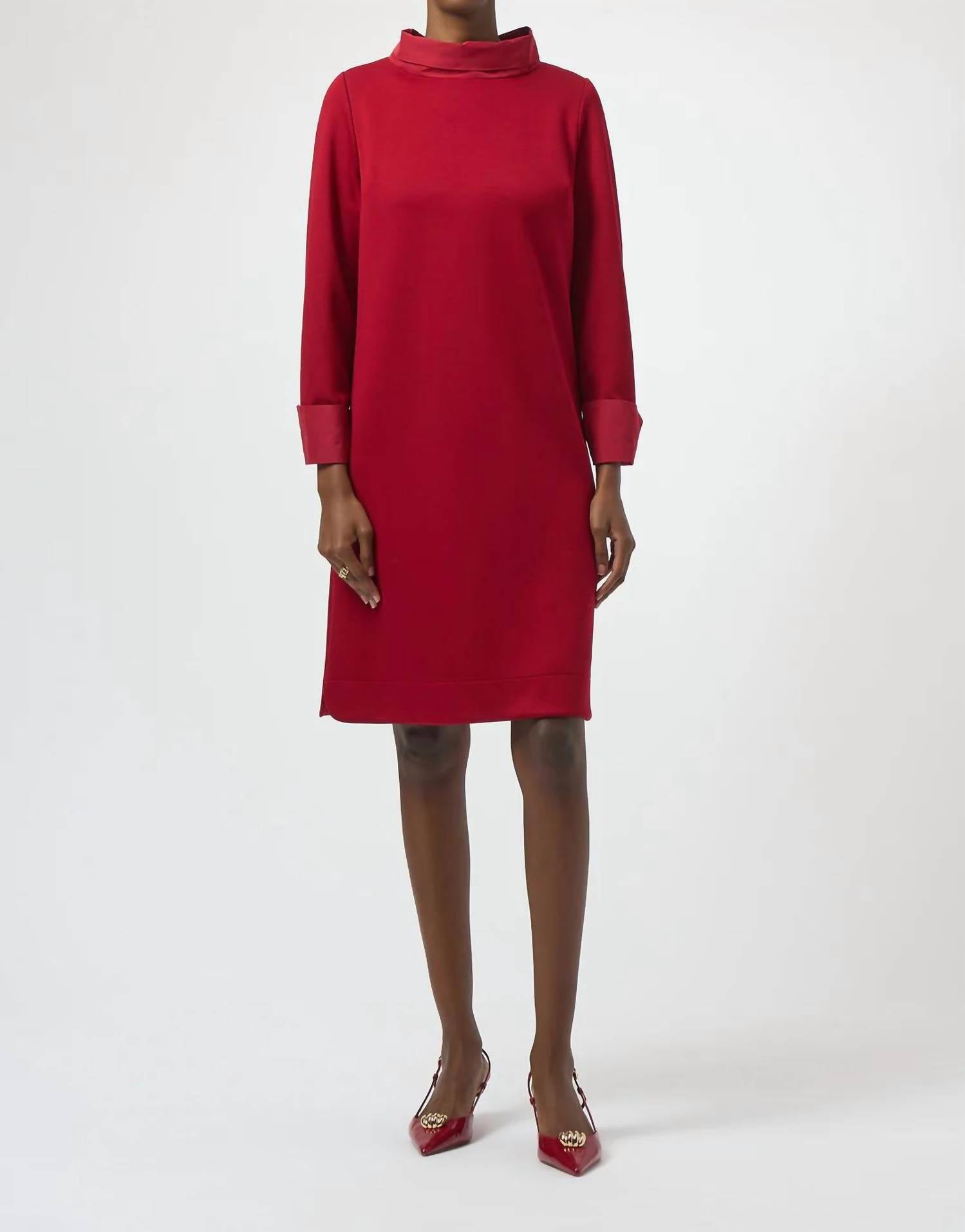 Joseph Ribkoff - Mock Neck Long Cuffed Sleeve Trapeze Dress