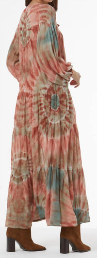 young fabulous & broke Callen Maxi Dress in deep rust venus wash - women's dress - detail view