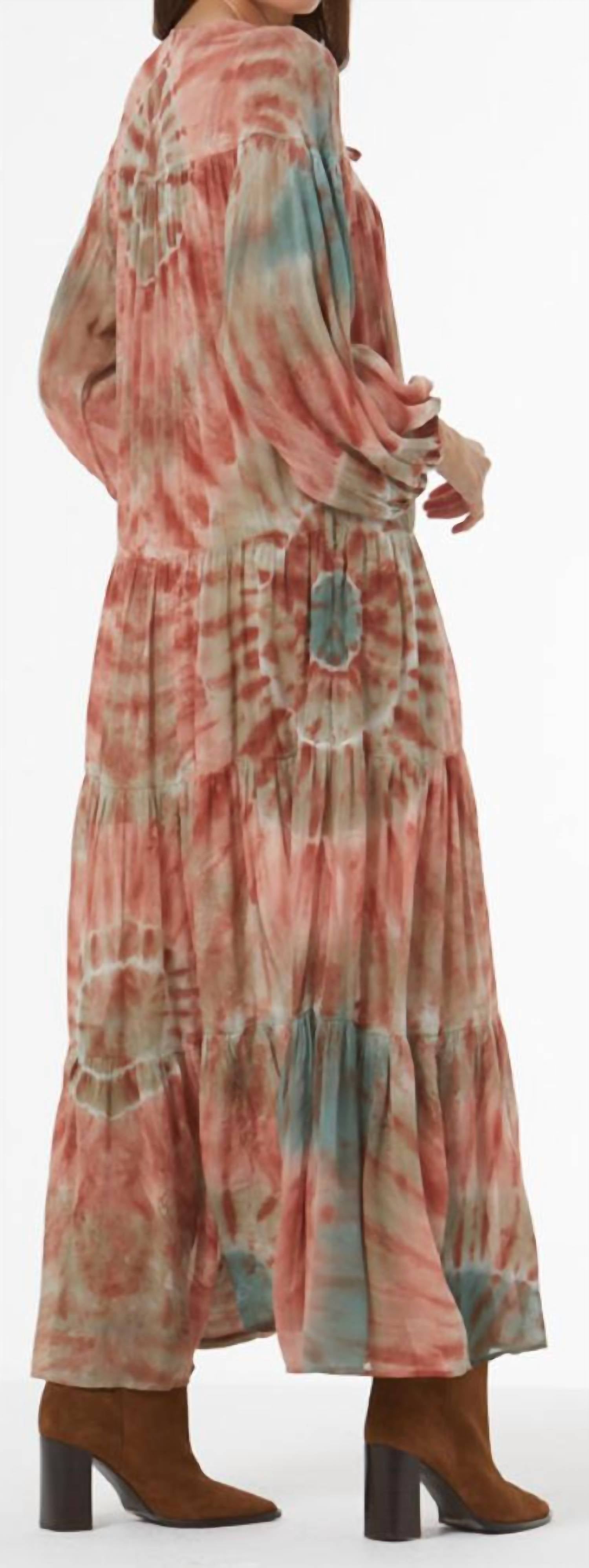 young fabulous & broke Callen Maxi Dress in deep rust venus wash - women's dress - detail view
