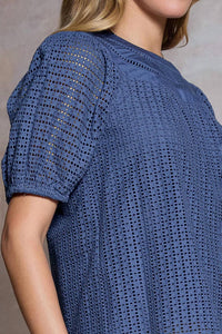 Current Air - Eyelet Embroidery Short Sleeve Blouse