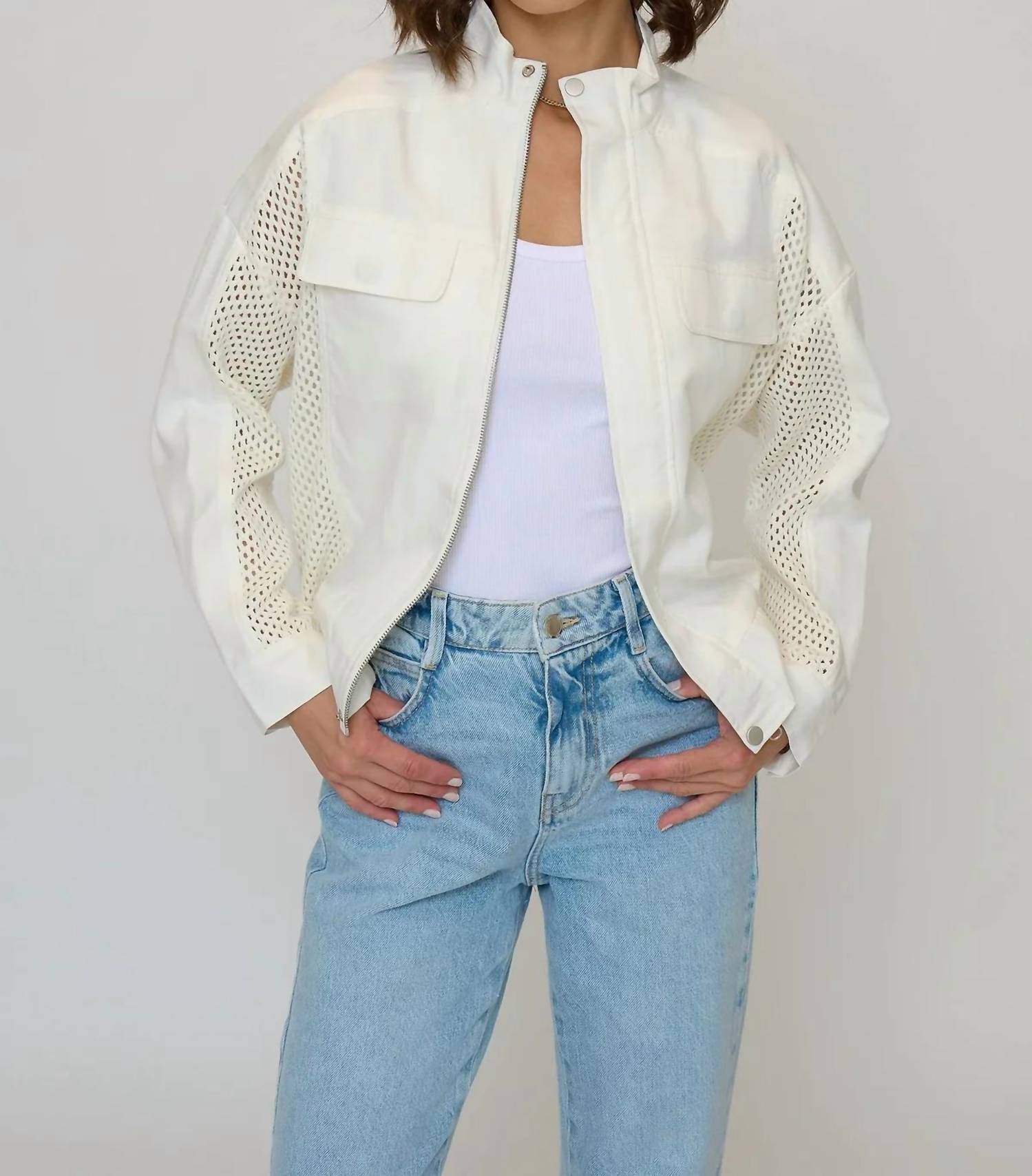 Central Park West - Darcy Mixed Zipup Crop Jacket