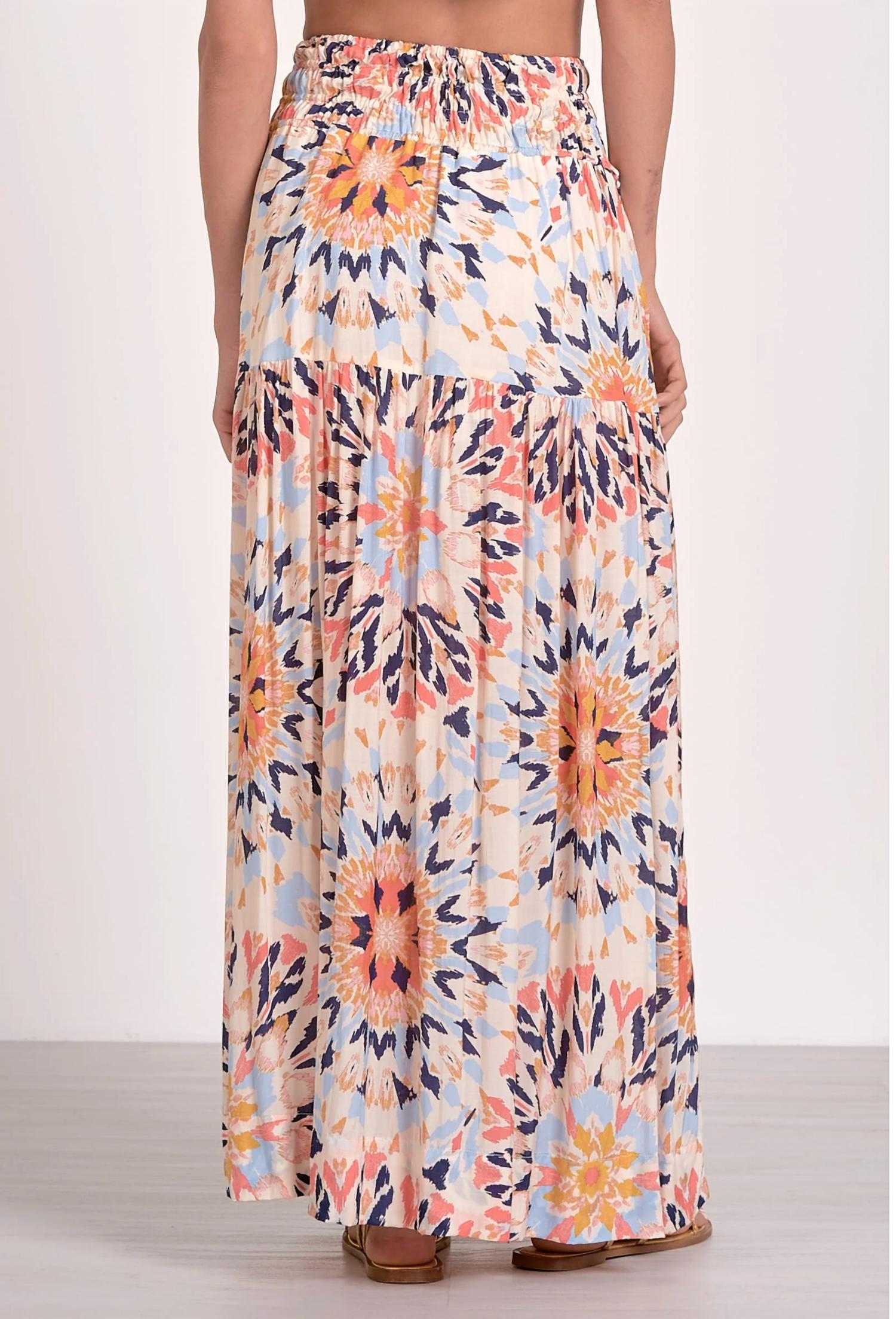 ELAN Midi Kaleidoscope Skirt in multi color - women's skirt - alternate view