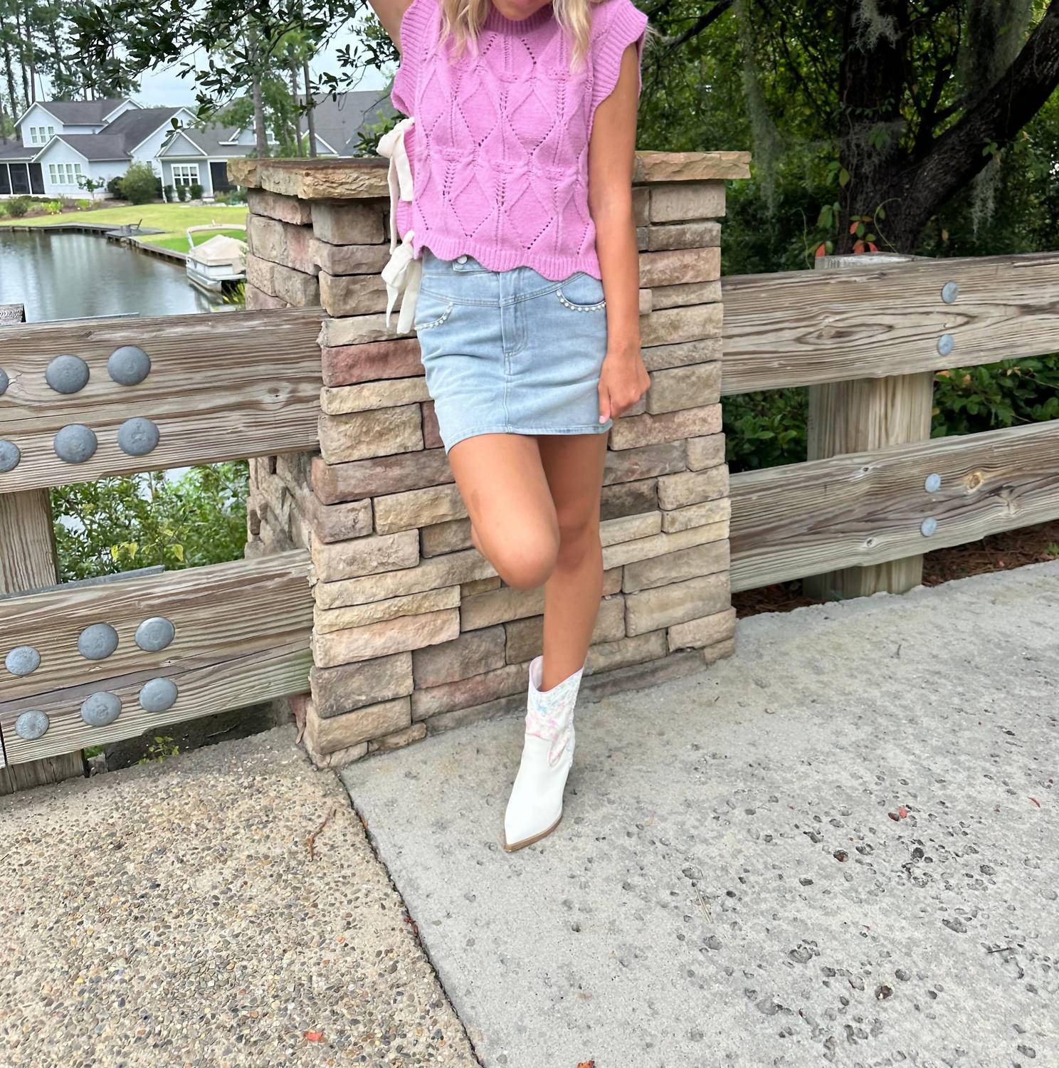 Cloud Ten - Always Pearl Denim Mini Skirt