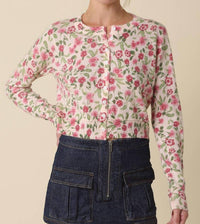 OLIVACEOUS Emilee Floral Cardigan in pink red - women's cardigan
