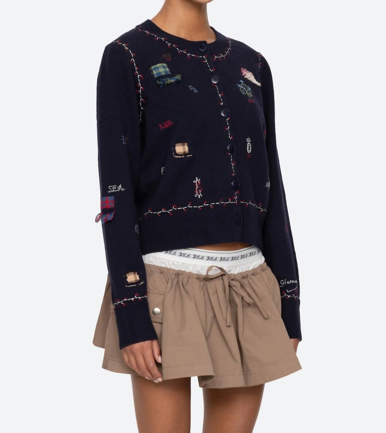 Sea - Claira Embroidered Knit Cardigan