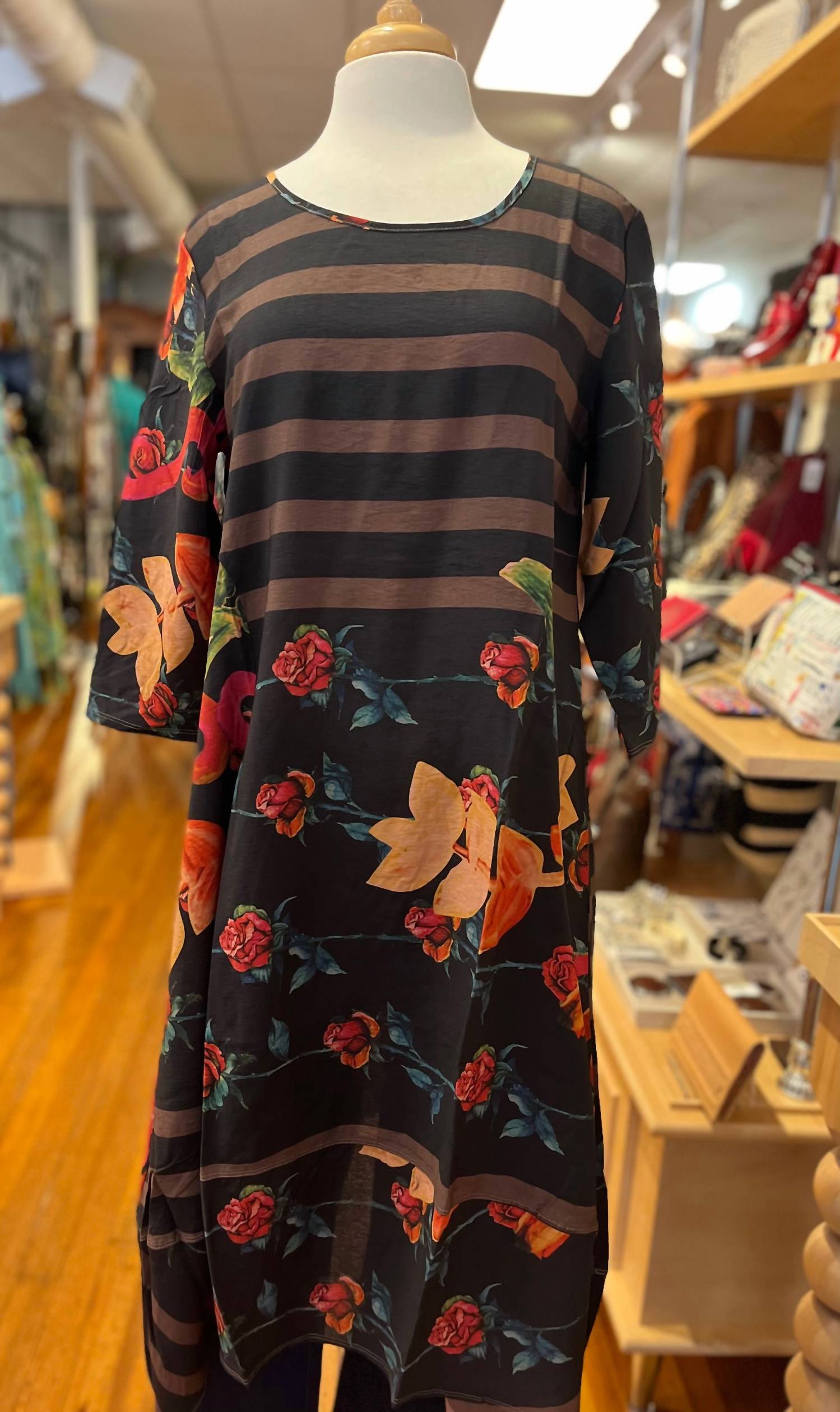Shana Apparel - Shark-bite Dress in Lines Print