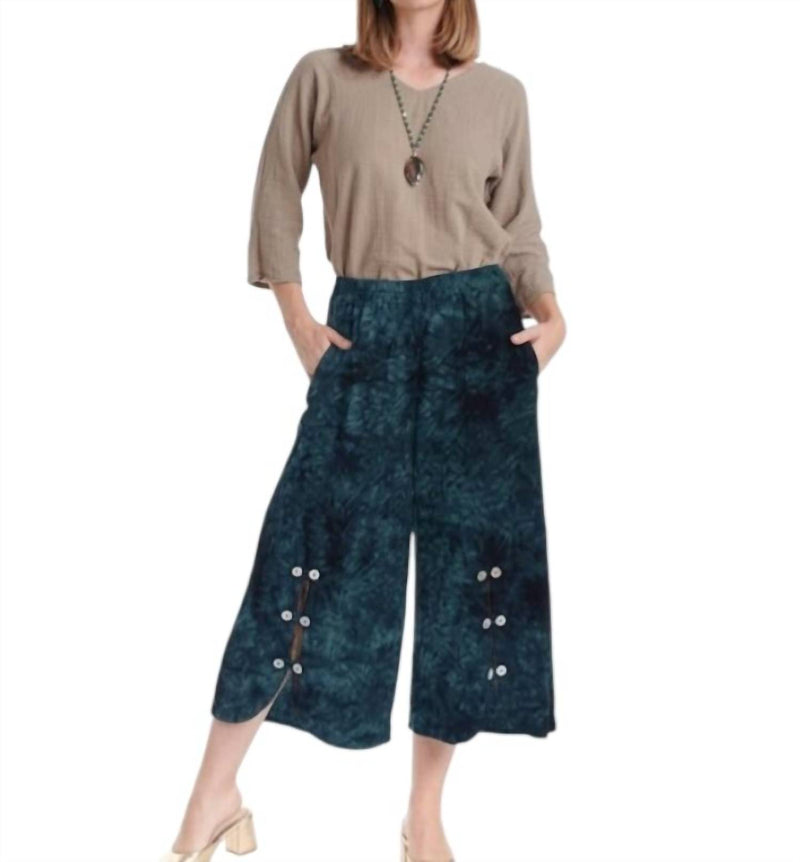Oh My Gauze! Dotty Wide Leg Pant in washed sapphire - women's pants