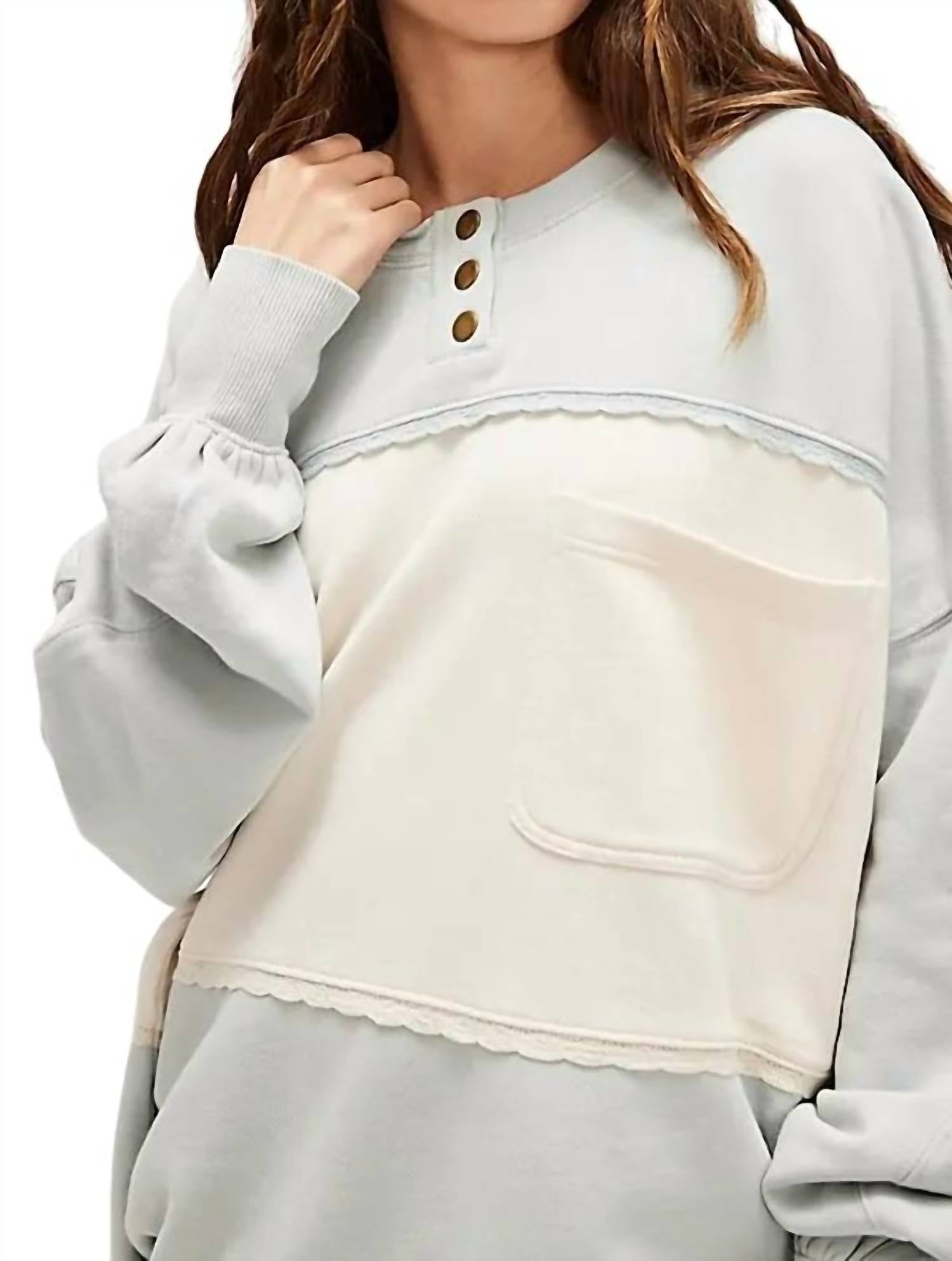 Free People - Oversized Pullover Scalloped Trim Sweatshirt