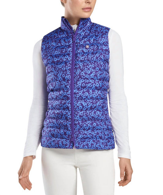 FLORAL PRINT QUILTED PUFFER GOLF VEST