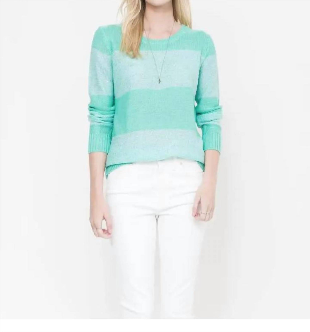 Quinn - Sequin Stripe Crew Neck Sweater