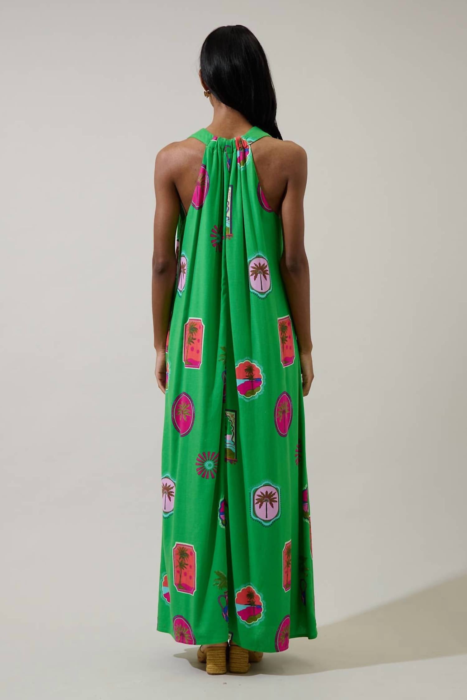 Sugarlips - Tropical Postcard Halter Neck Maxi Dress