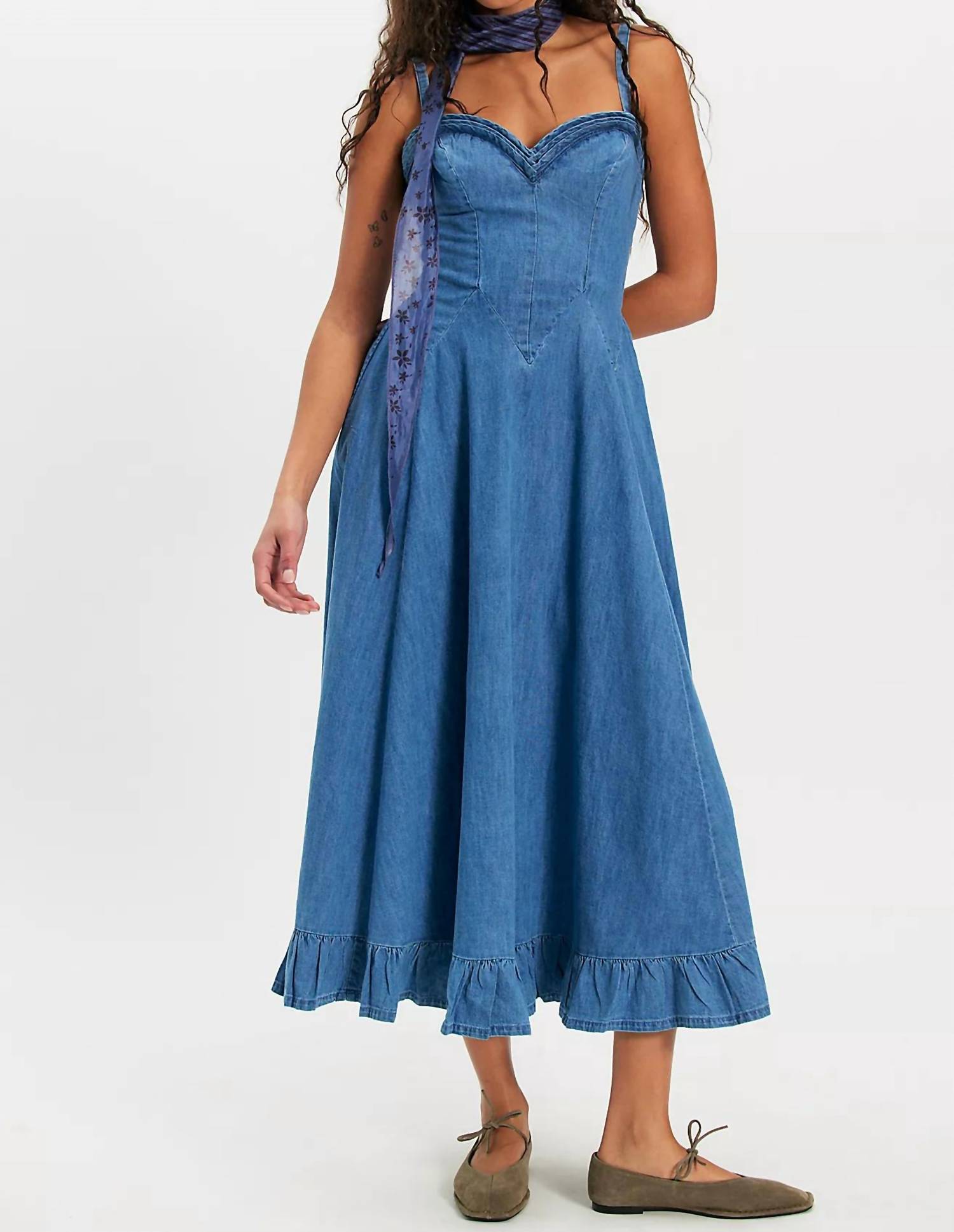 Free People - Another Season Denim Midi Dress
